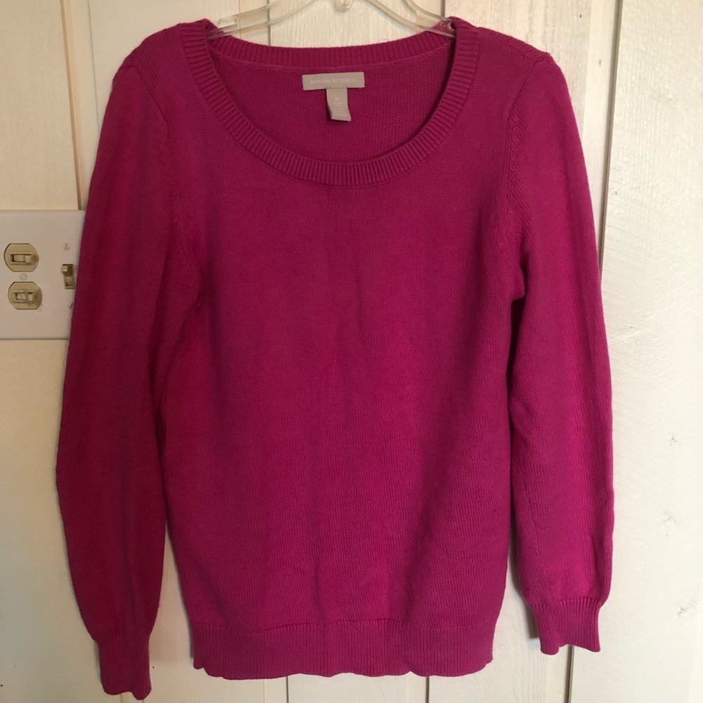 Banana Republic Pink Gold Elbow Patch Sweater